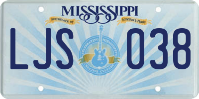 MS license plate LJS038