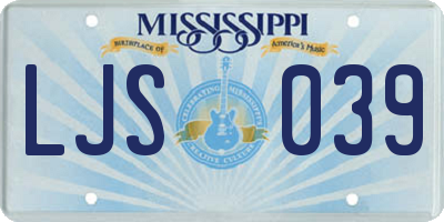 MS license plate LJS039
