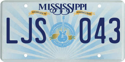MS license plate LJS043