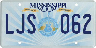 MS license plate LJS062