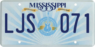 MS license plate LJS071