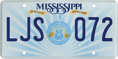 MS license plate LJS072