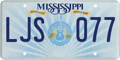 MS license plate LJS077