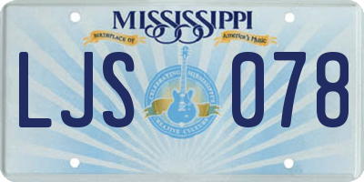 MS license plate LJS078