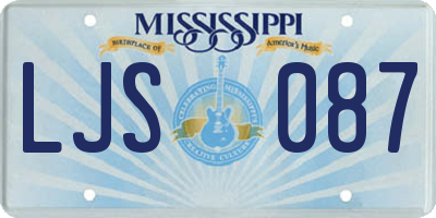 MS license plate LJS087