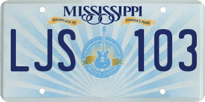 MS license plate LJS103