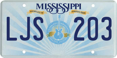 MS license plate LJS203