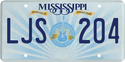 MS license plate LJS204