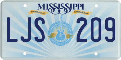 MS license plate LJS209