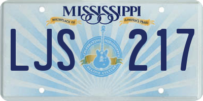 MS license plate LJS217
