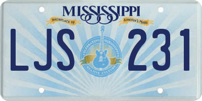 MS license plate LJS231