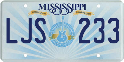 MS license plate LJS233