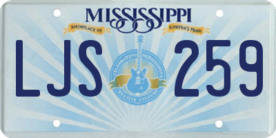 MS license plate LJS259