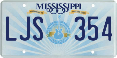 MS license plate LJS354