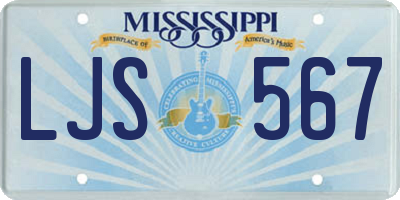 MS license plate LJS567