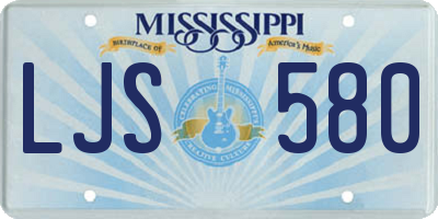 MS license plate LJS580