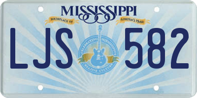 MS license plate LJS582