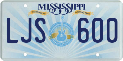 MS license plate LJS600