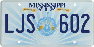 MS license plate LJS602