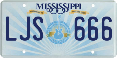 MS license plate LJS666