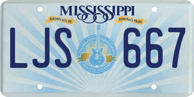 MS license plate LJS667