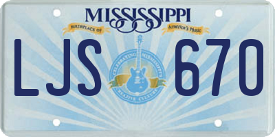 MS license plate LJS670