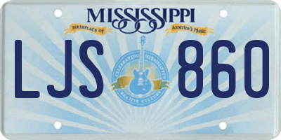 MS license plate LJS860