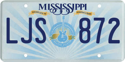 MS license plate LJS872