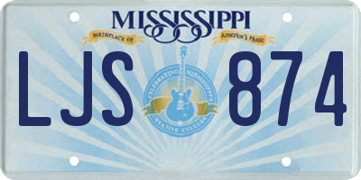 MS license plate LJS874
