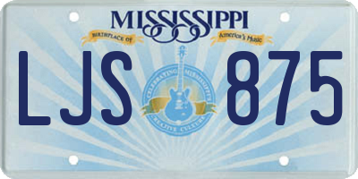 MS license plate LJS875