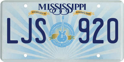 MS license plate LJS920