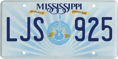 MS license plate LJS925