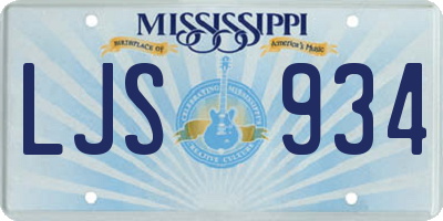 MS license plate LJS934