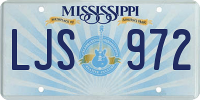 MS license plate LJS972