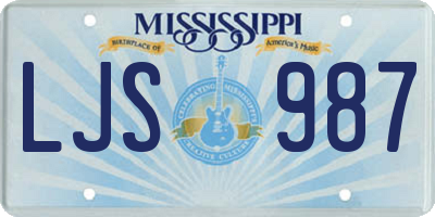 MS license plate LJS987