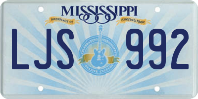 MS license plate LJS992