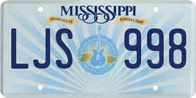 MS license plate LJS998