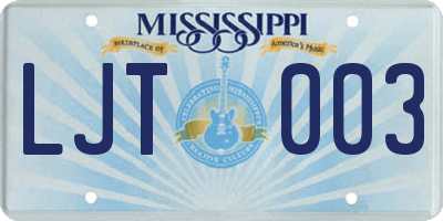 MS license plate LJT003