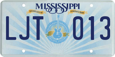 MS license plate LJT013