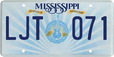 MS license plate LJT071