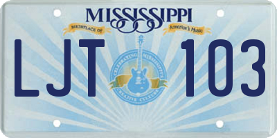 MS license plate LJT103