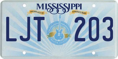 MS license plate LJT203