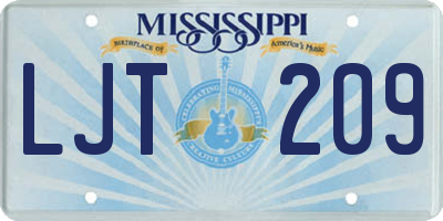MS license plate LJT209