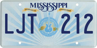 MS license plate LJT212