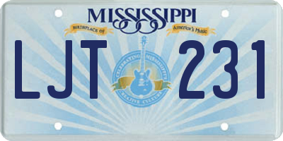 MS license plate LJT231