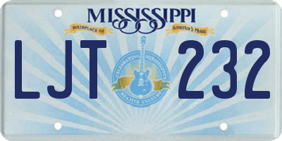 MS license plate LJT232