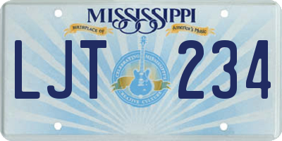 MS license plate LJT234