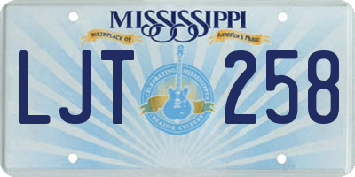 MS license plate LJT258