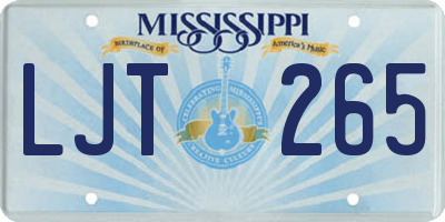 MS license plate LJT265