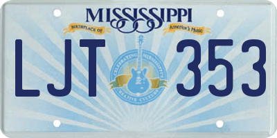 MS license plate LJT353